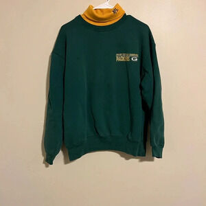 Vintage Majestic Made In The USA GB Packer Turtle Neck Sweater